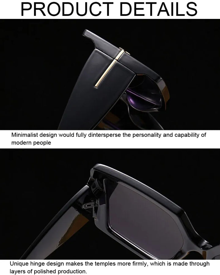 Schwarze übergroße eckige Sonnenbrille, minimalistisches Design, Unisex, modisch.