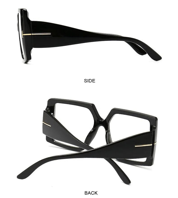 Schwarze übergroße eckige Sonnenbrille, modisches Accessoire, UV-Schutz, Unisex-Design.
