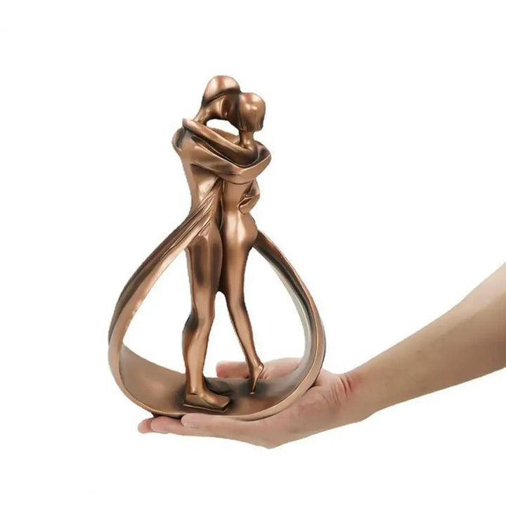 Bronzeskulptur Paar umarmt sich, romantische Kussstatue, moderne Kunst, Wohnaccessoire.