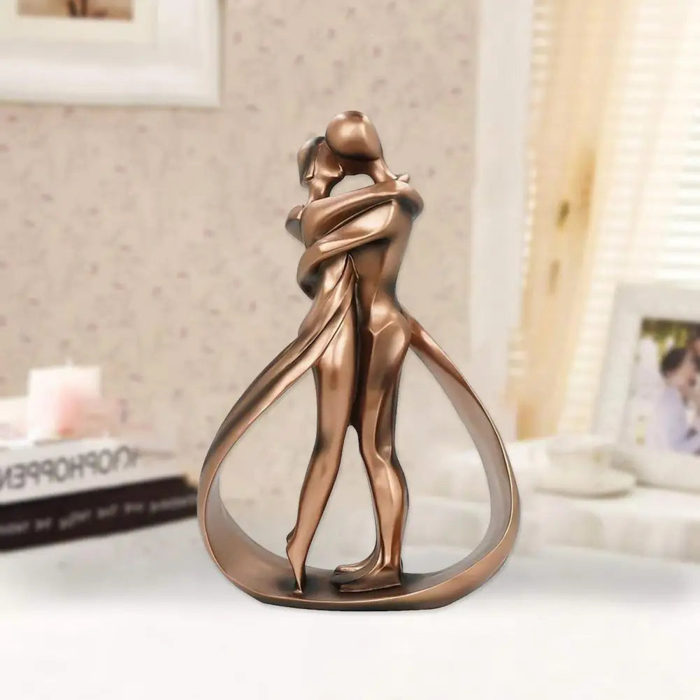 Bronzeskulptur Paar umarmt sich, romantische Kuss-Statue, moderne Kunst, Wohnaccessoire.