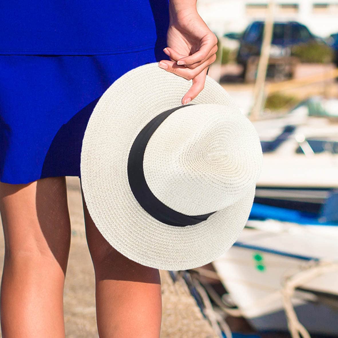 Lehký ručně vyráběný letní Panama klobouk s širokým okrajem – Enzo