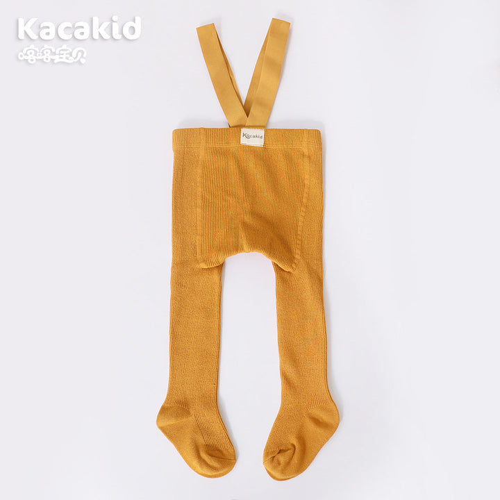 Gelbe Kinderstrumpfhose mit Hosenträgern, Baumwolle, Kacakid, bequem, modisch.