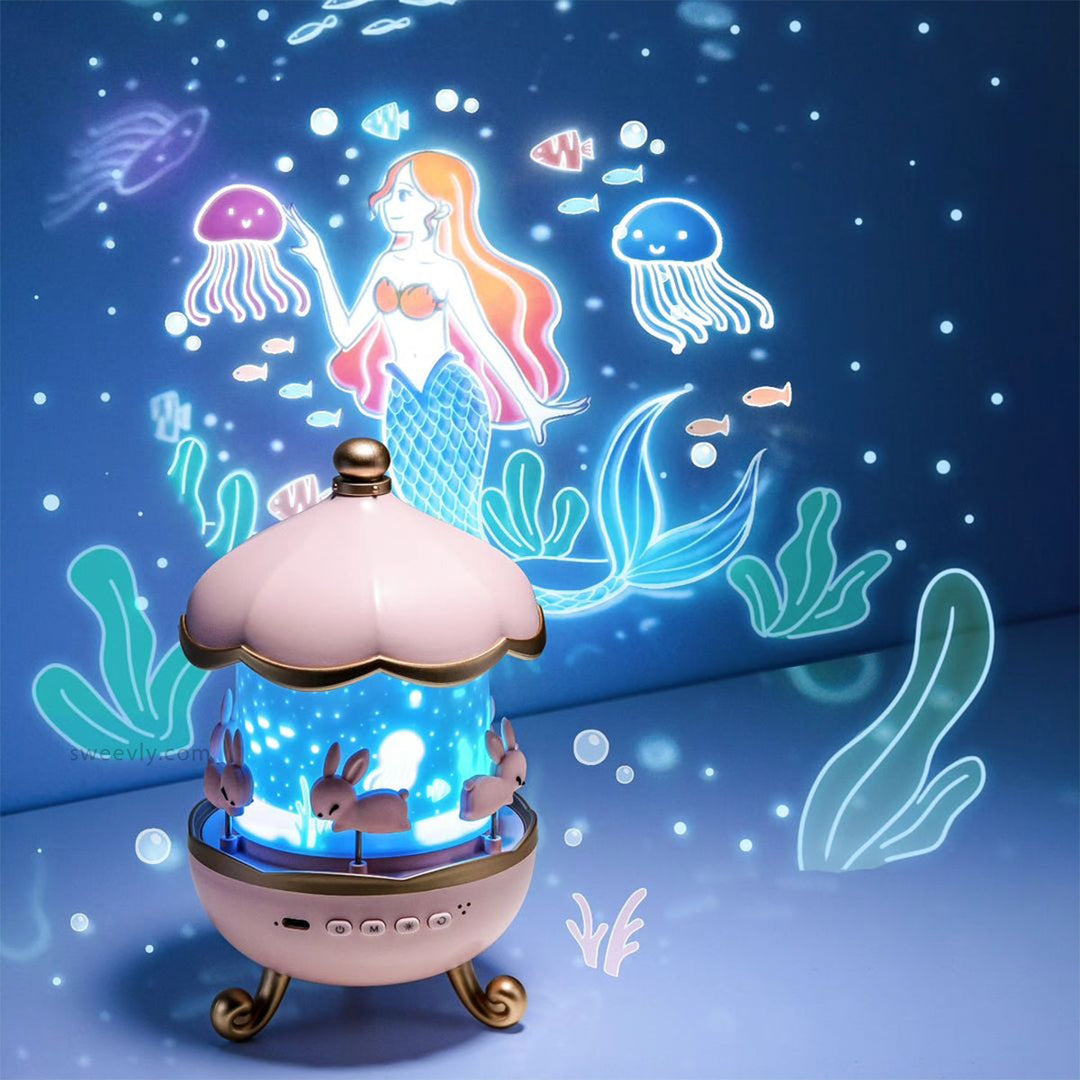 Meerjungfrau Nachtlicht Projektor, LED, bunt, Kinderzimmer, dekorativ, Ozean-Thema, USB-betrieben