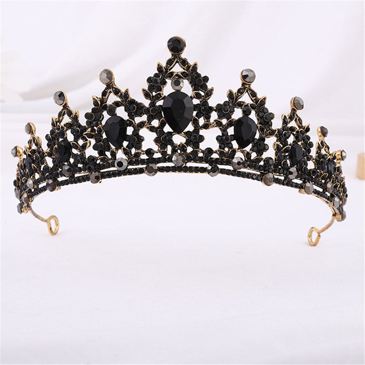 Schwarze Kristallkrone, goldfarben, für Mädchen, Hochzeit, Prom, Tiara, Haarschmuck.
