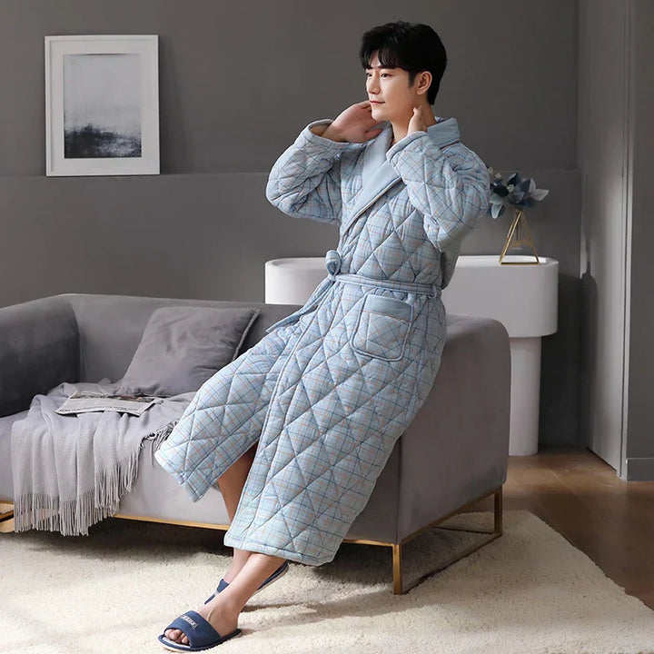 Quilted Three-Layer Long Dressing Gown - Wade