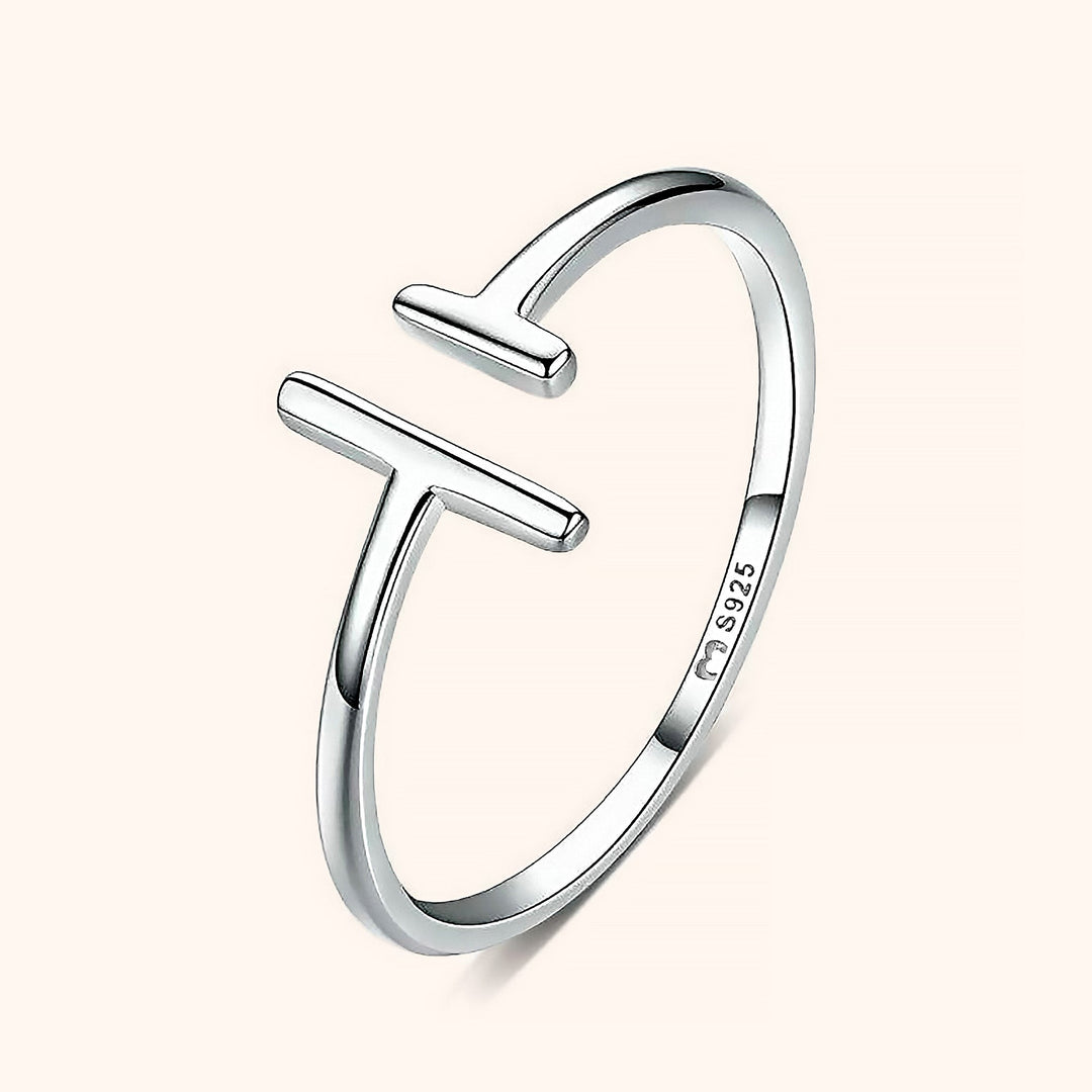 Silberring 925 Sterling, minimalistisches Design, offener Buchstabenstil, modischer Schmuck
