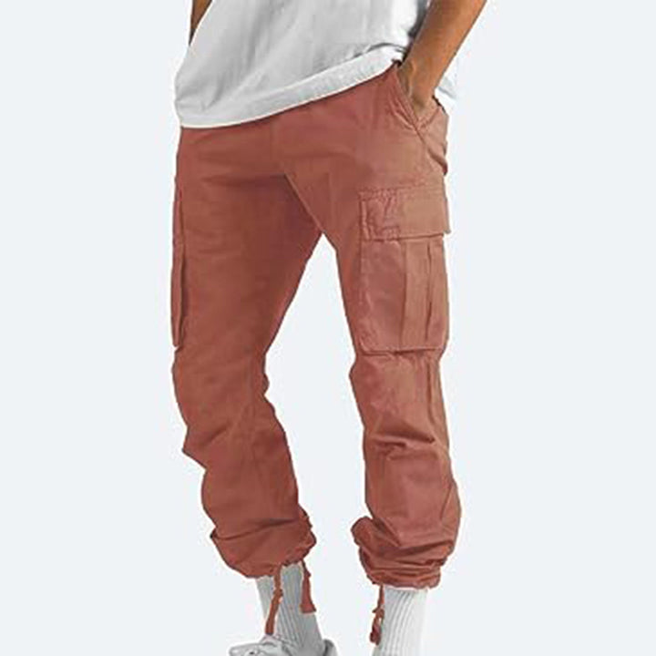 Braune Cargo-Hose für Herren, lässig, Baumwolle, mit Taschen, modisch, bequem.