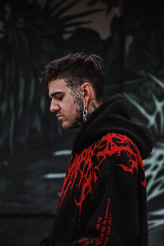 Přesně velký těžký hoodie s podzimním potiskem – Damon