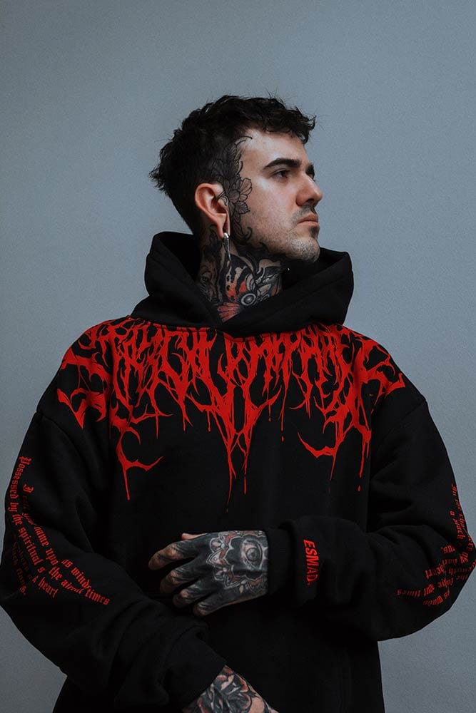 Přesně velký těžký hoodie s podzimním potiskem – Damon