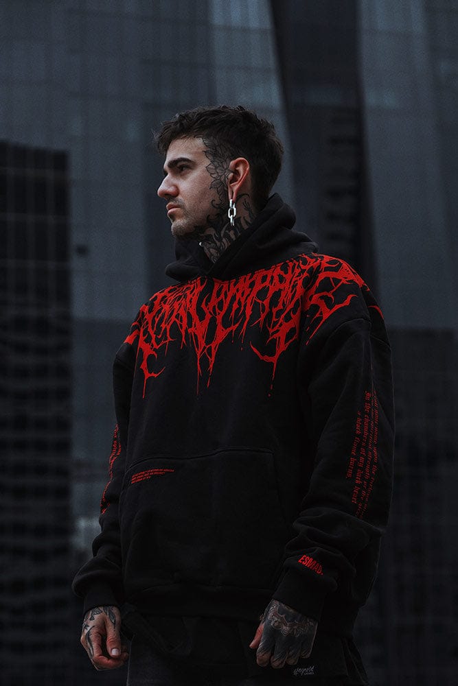 Přesně velký těžký hoodie s podzimním potiskem – Damon