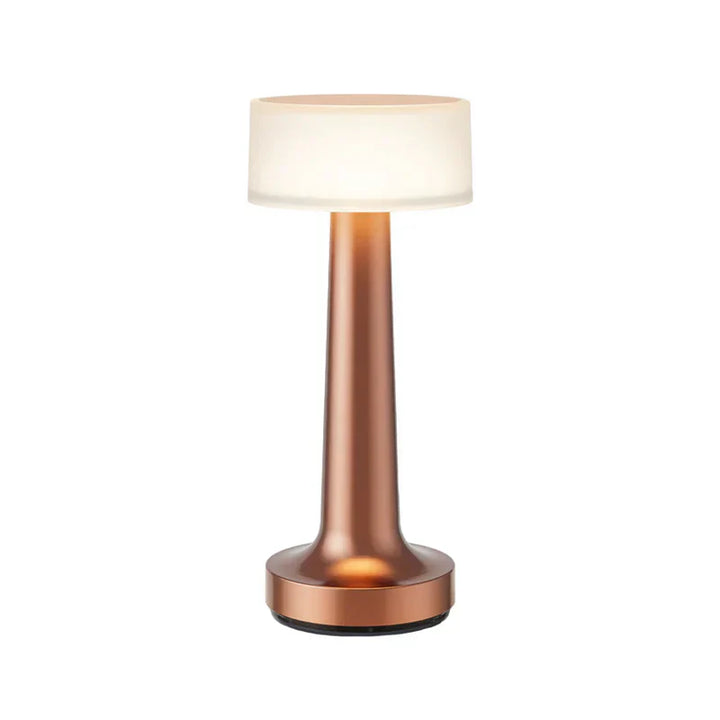 Roségoldene Tischlampe für Restaurant, kabellos, modernes Design, LED-Beleuchtung.