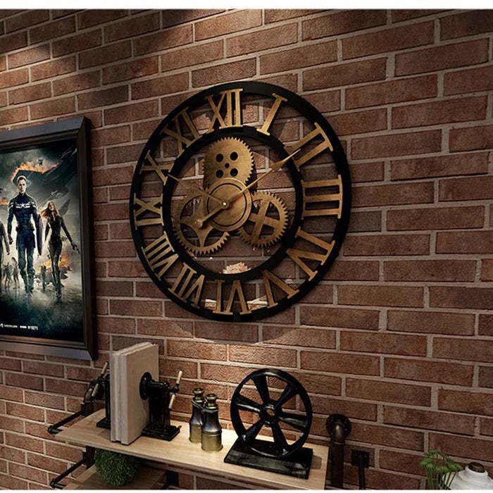Retro industriální nástěnné hodiny z dřeva – Ironwood