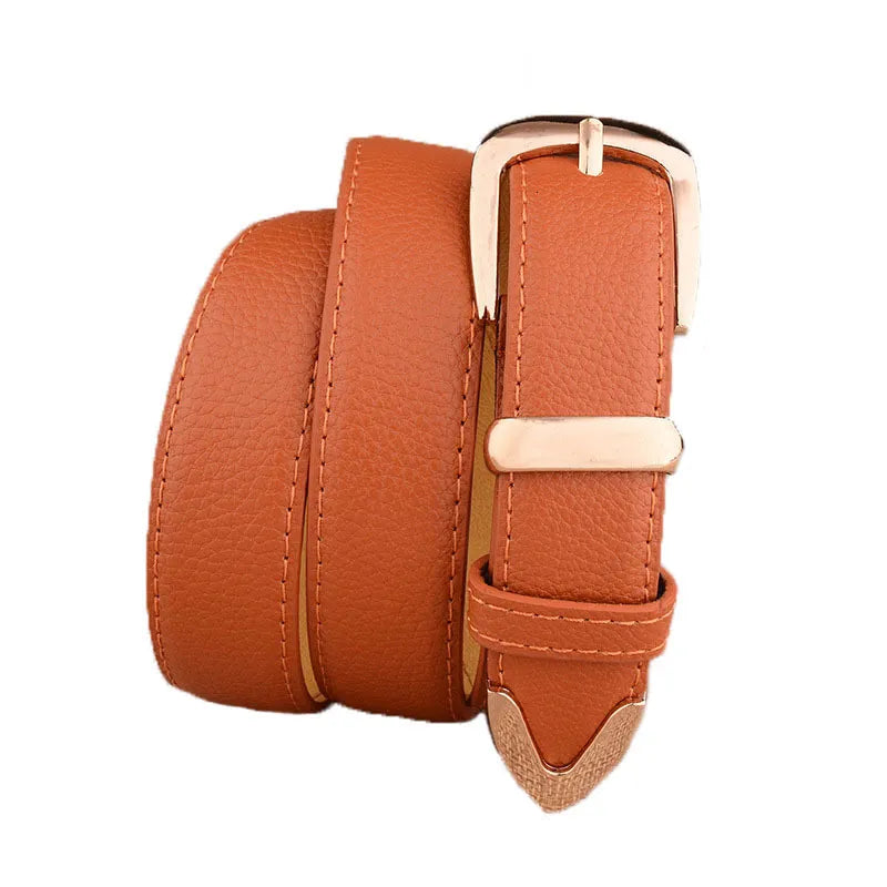 Brauner Retro-Ledergürtel mit goldener Schnalle, hochwertiges Accessoire für Herrenmode.