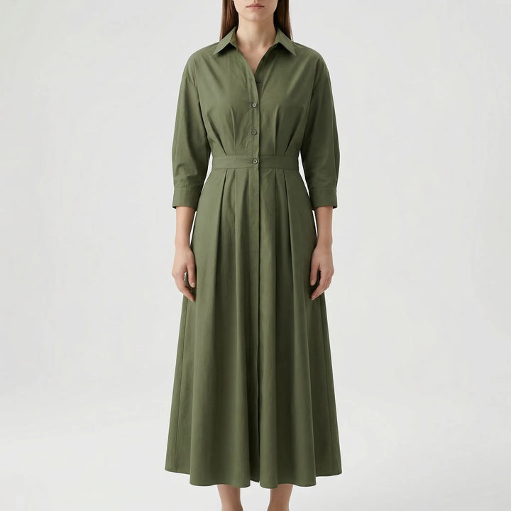 Retro Collar Belted A-Line Dress - Kendra