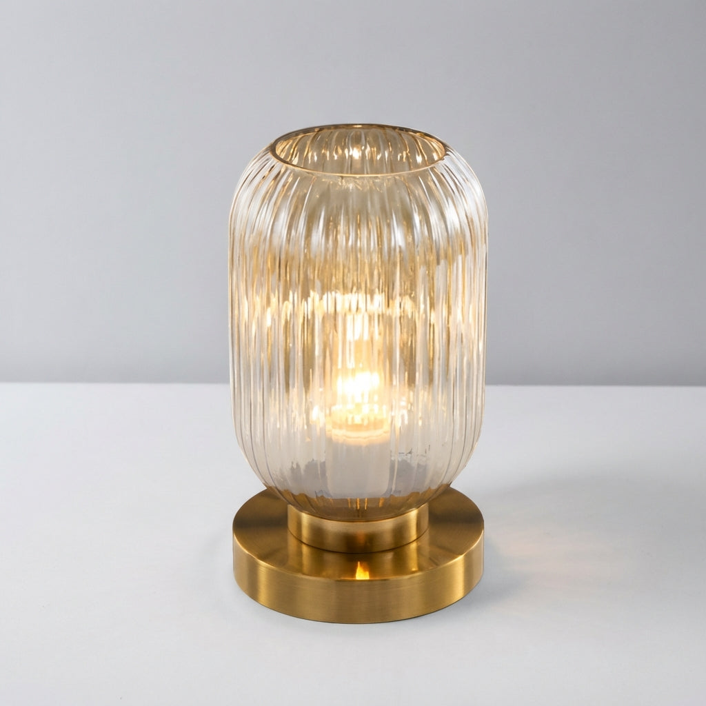 Ribbed Glass Table Lamp - Glintora