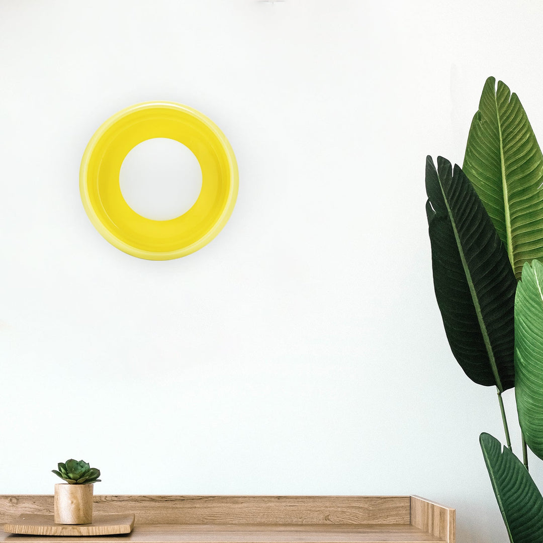 Gelbe runde Wandleuchte aus Keramik, modernes Design, Wohnzimmerbeleuchtung, Dekoration.