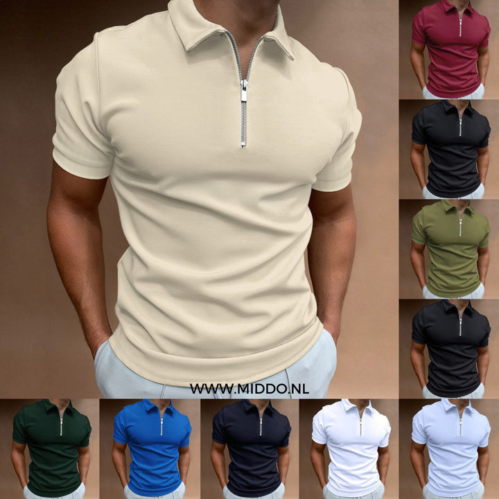 Moderní Slim Fit polo s dlouhým zipem (koupit 1, 1 zdarma) - VestoZip pánské polo