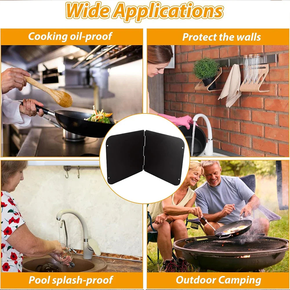 Skládací nerezový ochranný štít proti stříkajícímu tuku, oboustranná ochrana proti oleji – CookShield