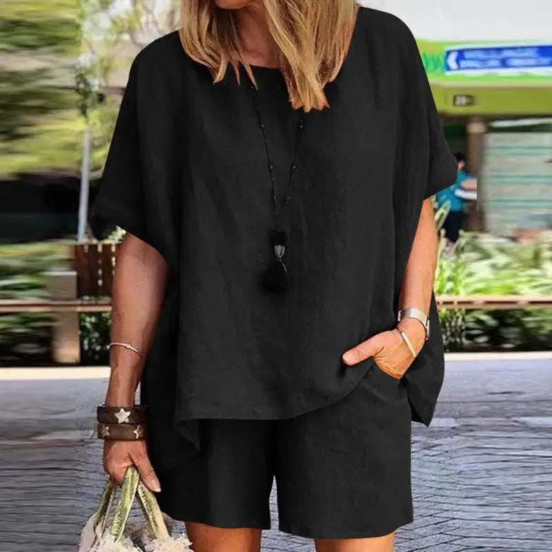 Trendy dvoudílný outfit pro ženy na léto s šortkami – Nayla