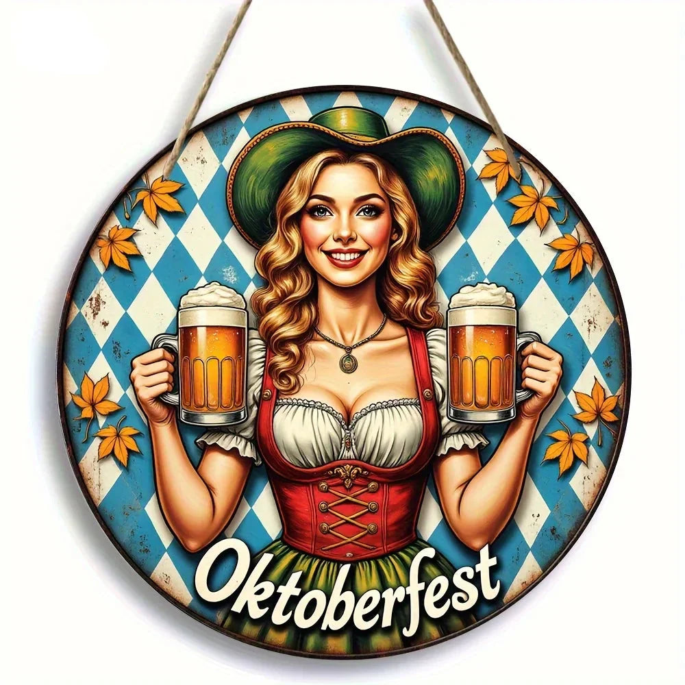 Kulatá nástěnná dekorace "Oktoberfest-Madl" (20 cm) – BierMaid Art Oktoberfest 2025