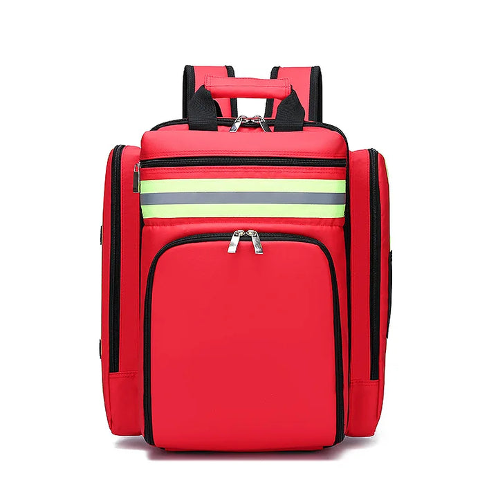 Roter Schulrucksack mit reflektierenden Streifen, geräumig, für Schüler, langlebig.