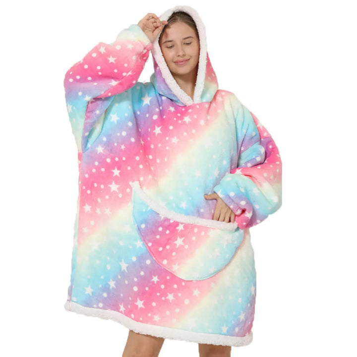 Přehnaná fleecová deka s kapucí a kapsami – SnugJoy