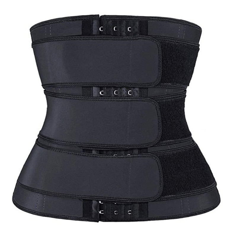 Schwarzer Taillentrainer Korsett, verstellbar, Neopren, Fitness, Bauchweg, Damenmode.