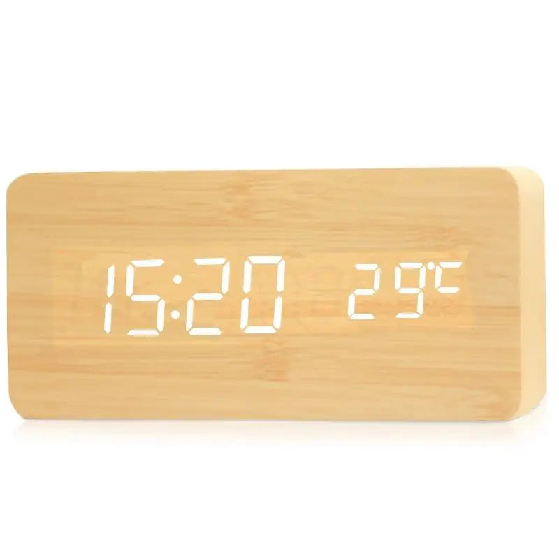 Digitální dřevěné hodiny s LED displejem – WoodSync