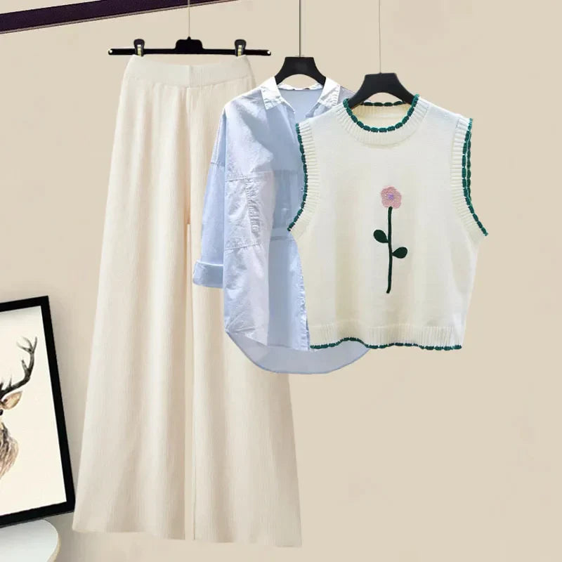 Třídílná dámská zimní souprava s pleteným svetrem – Marisa