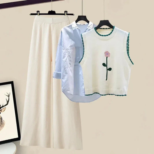 Třídílná dámská zimní souprava s pleteným svetrem – Marisa