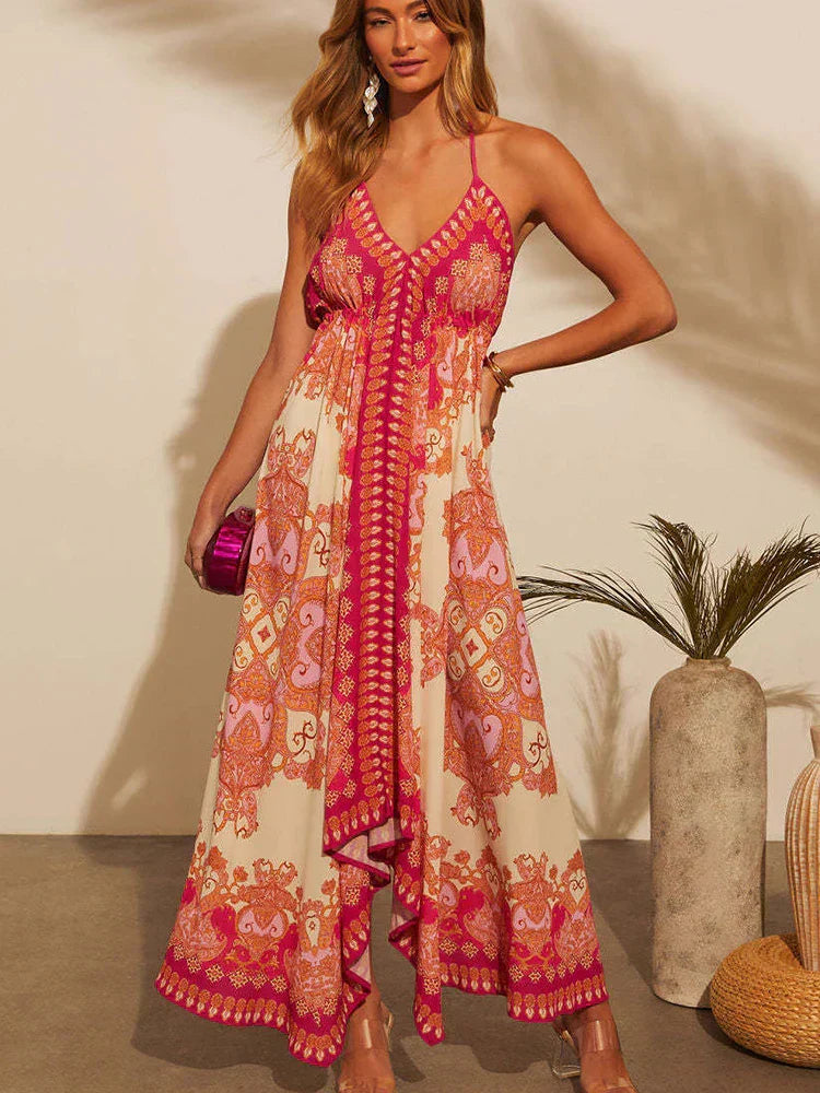 Vzdušné & Stylové Boho-Maxikabát s halterneckem pro ženy – Naya