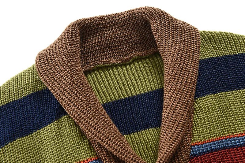 Pánský pletený cardigan s barevným blokem a geometrickým vzorem – Leandro