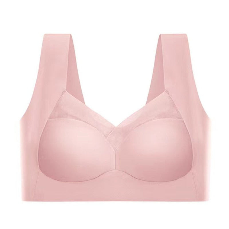 Rosa nahtloser BH, Damenunterwäsche, bequem, atmungsaktiv, ohne Bügel, weiches Material.
