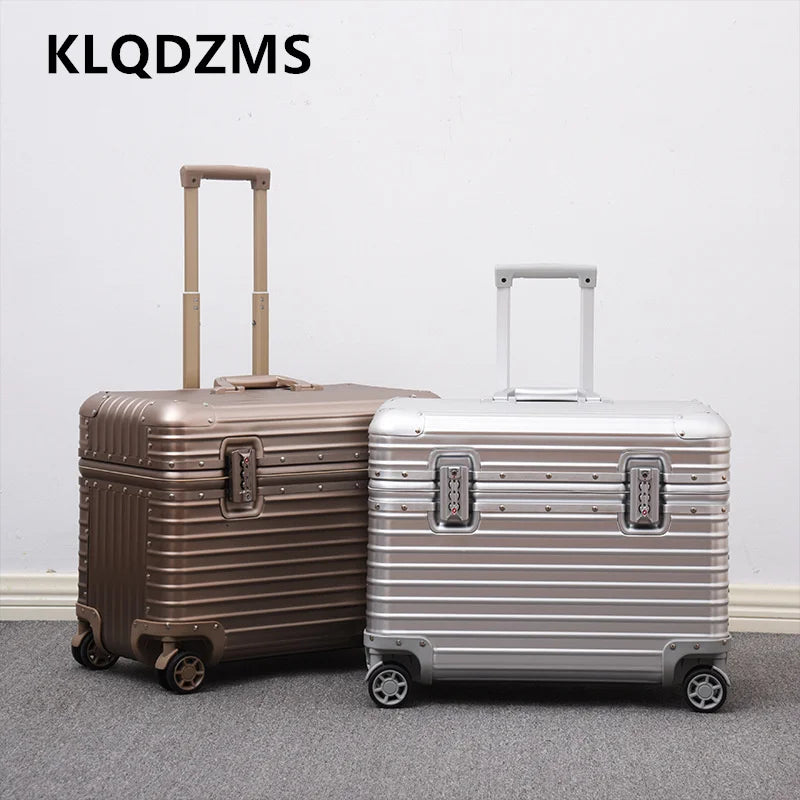 KLQDZMS Kolečkový kufr z plné hliníkovo-hořčíkové slitiny Boarding Box — pánský obchodní trolley kufr 18" 20" 22" 24" zavazadlo