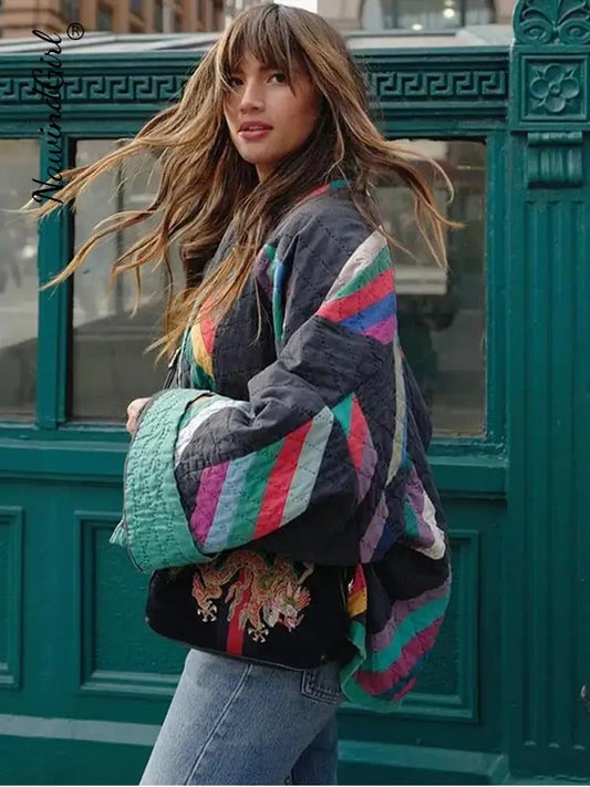 Pruhovaná dámská bunda na podzim – Amélie