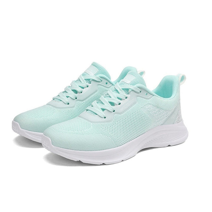 Hellblaue Damen-Sneaker, atmungsaktiv, Mesh, sportlich, modisch, bequeme Laufschuhe.