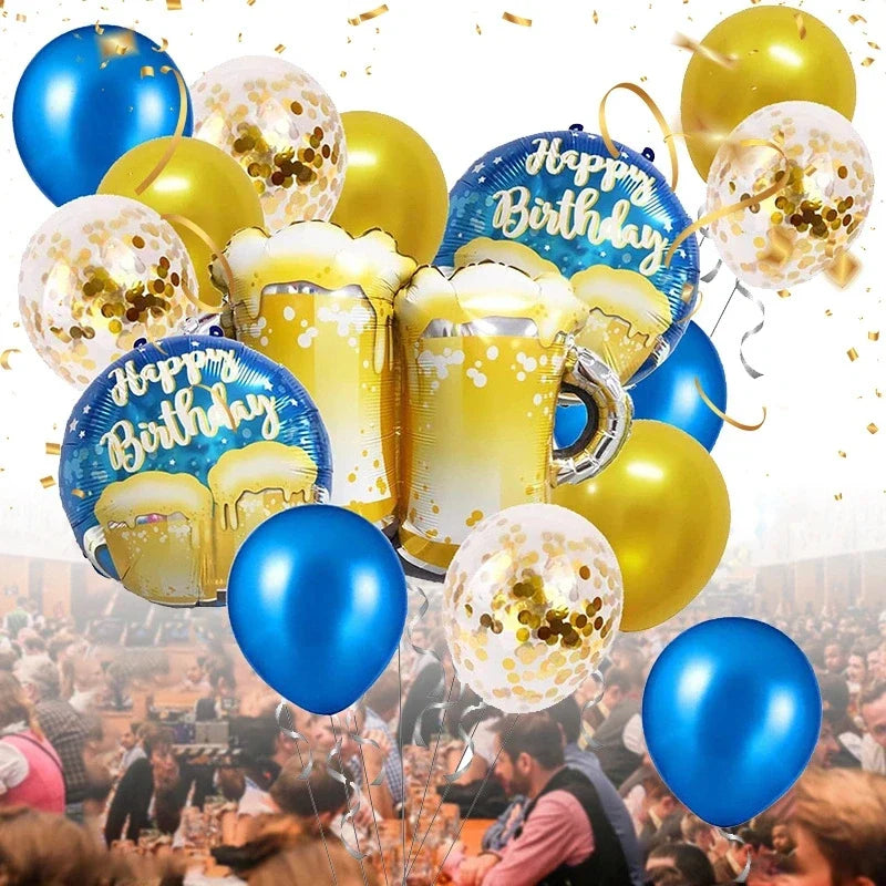 Sada balónků ve tvaru pivního půllitru (16 kusů) – balón 'pivní půllitr' Oktoberfest 2026