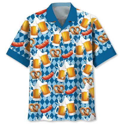 Havajská košile s vzorem piva a preclíků – FeierLaune Oktoberfest 2025