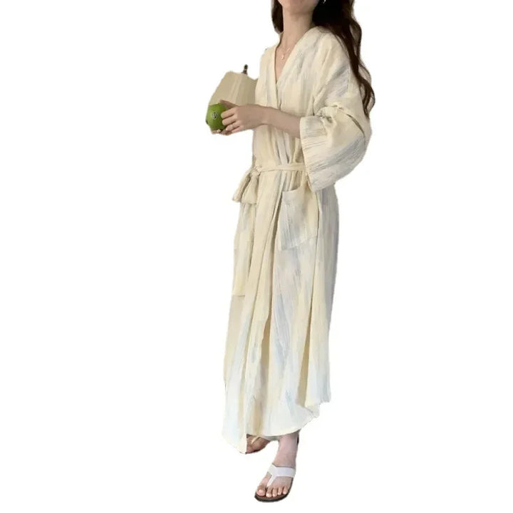 Uvolněný dámský letní župan s kimono designem – Hana