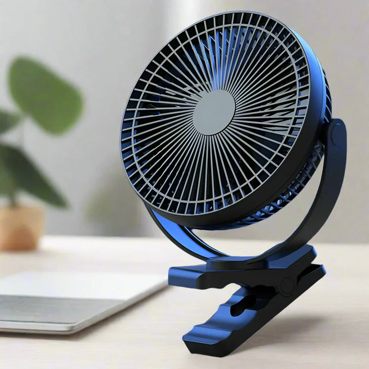 Přenosný USB ventilátor s akumulátorem 10000 mAh a klipem – Zephyr