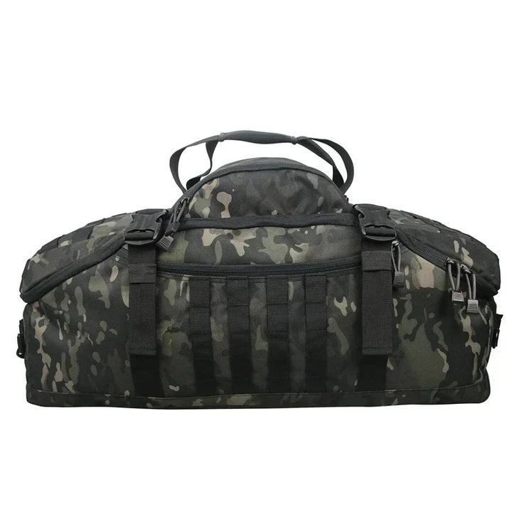 Tarnmuster Reisetasche, schwarz-grün, robust, Outdoor, Sport, große Kapazität, Reißverschluss.