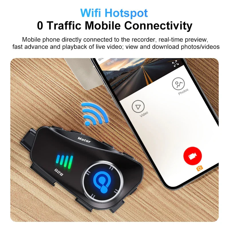 Bluetooth kamera do motocyklové přilby 1080P HD, vodotěsná – ApexRide