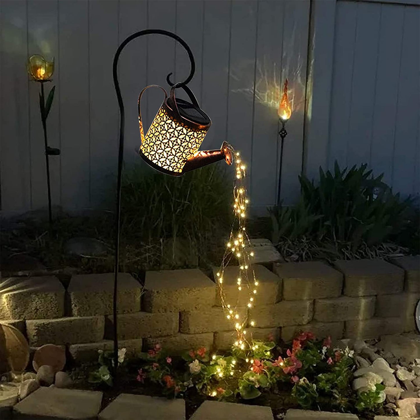 Gießkanne Solarleuchte Garten, LED Lichterkette, warmweiß, dekorative Außenbeleuchtung.