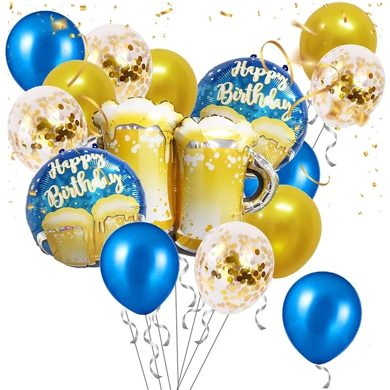 Sada balónků ve tvaru pivního půllitru (16 kusů) – balón 'pivní půllitr' Oktoberfest 2026