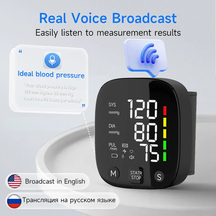 Dobíjecí LED zápěstní tlakoměr s hlasovou funkcí – HeartGuard