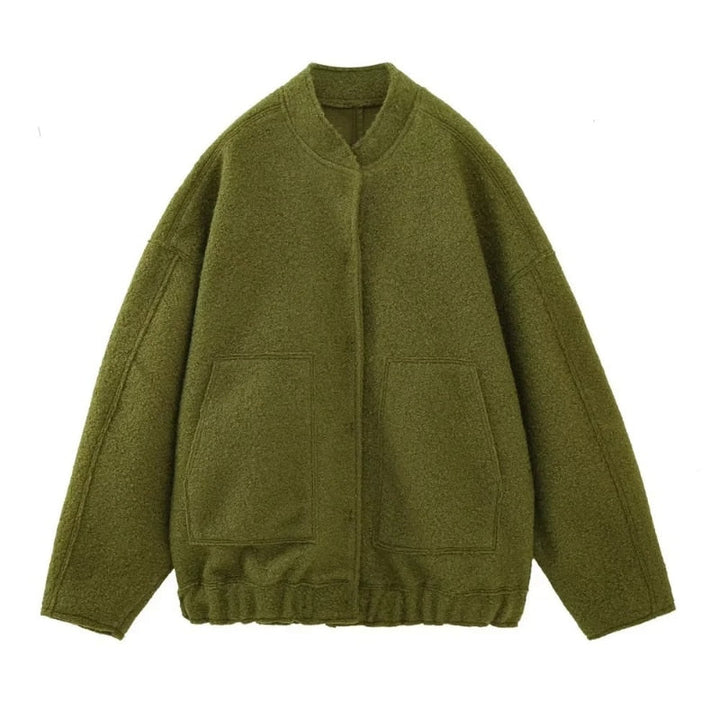 Olivgrüne Fleecejacke, Unisex, warm, modisch, Herbst-Winter, lässiger Stil, zwei Taschen.