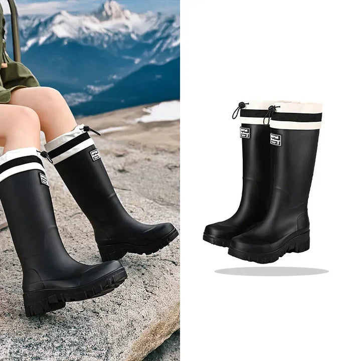 Dámské nepromokavé gumové boty retro vzhledu s protiskluzovou podrážkou – Arlena