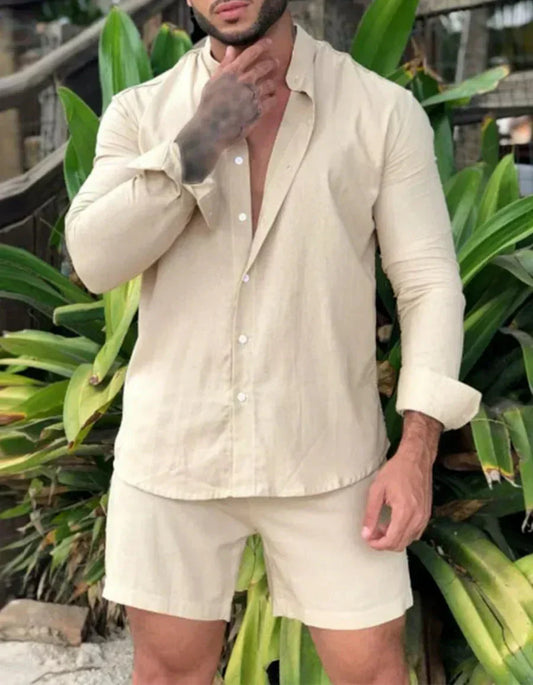 Vzdušný a stylový 2-dílný letní set s košilí a kraťasy pro muže – Marlo