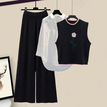 Třídílná dámská zimní souprava s pleteným svetrem – Marisa