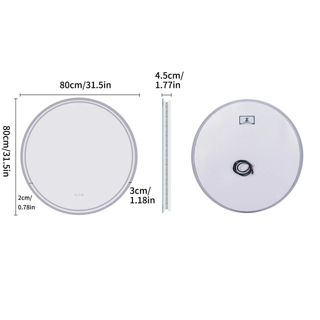Runder LED-Spiegel 80cm, dimmbar, Touch-Schalter, energiesparend, modernes Design.